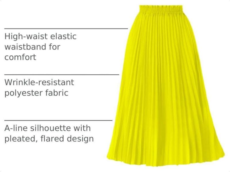 Falda GOOBGS Corte en A XL Amarilla Plisada Midi