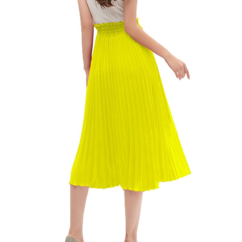 Falda GOOBGS Corte en A XL Amarilla Plisada Midi