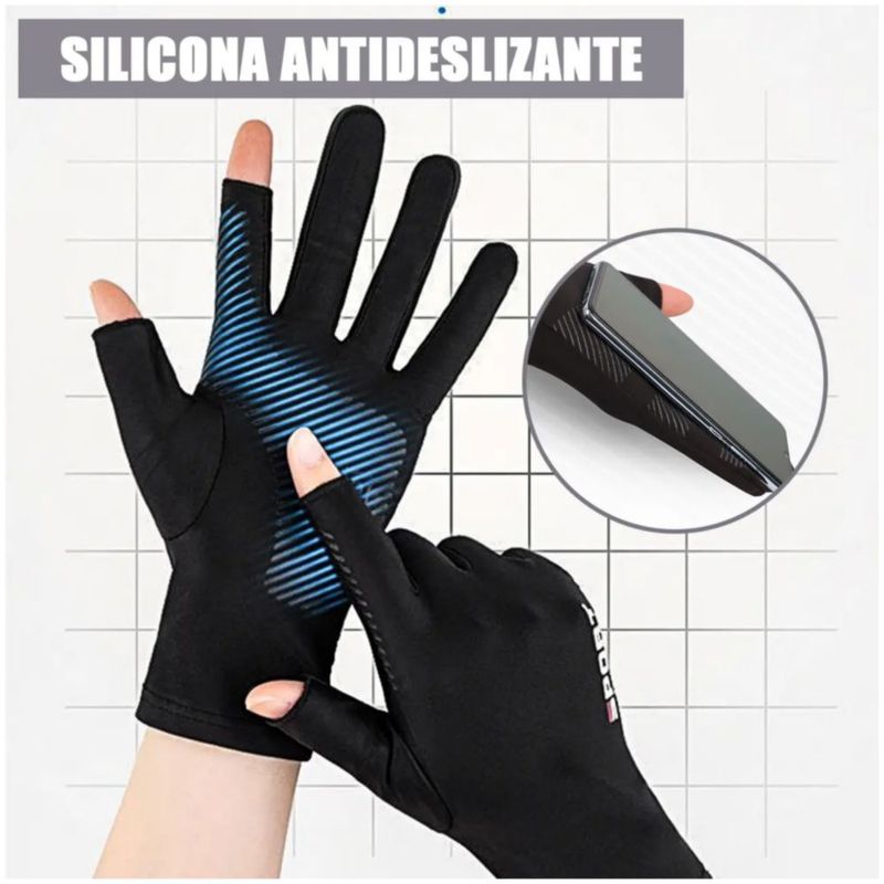 2 Pares Guantes Protección Sol Deportivos Para Hombre,  Color Gris/Negro
