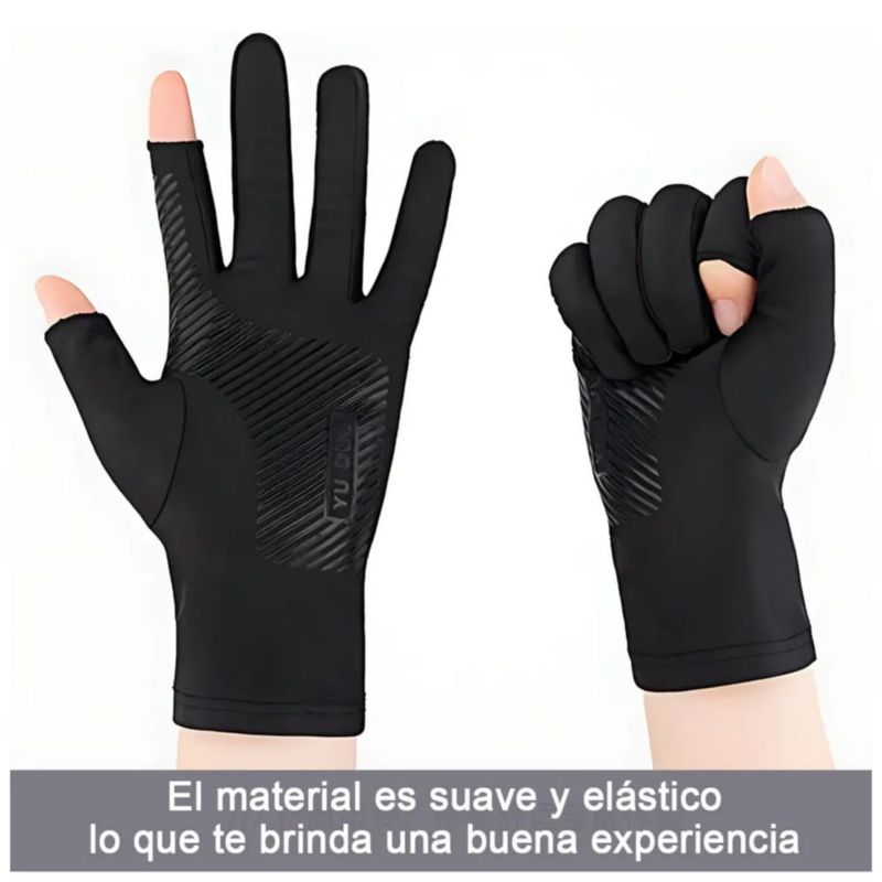 2 Pares Guantes Protección Sol Deportivos Para Hombre,  Color Gris/Negro