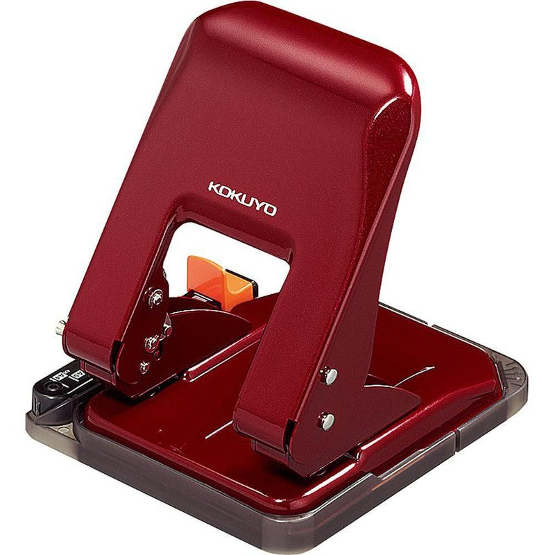 Perforadora de 2 agujeros KOKUYO 37 hojas roja para papeles A4/B5/A5
