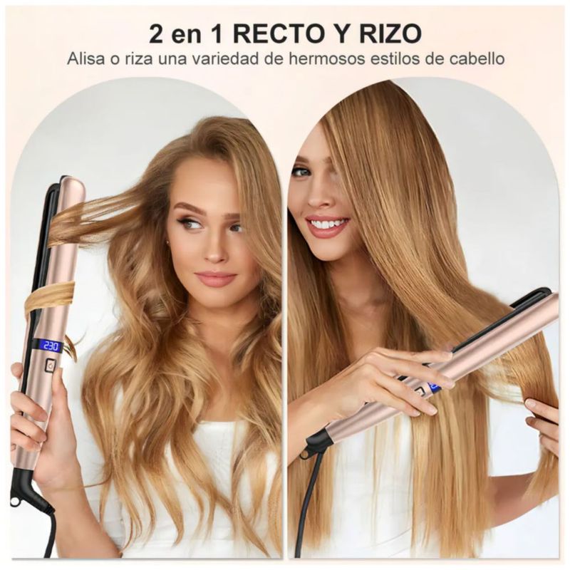 Plancha De Cabello Profesional 2 en 1, Color Rosa