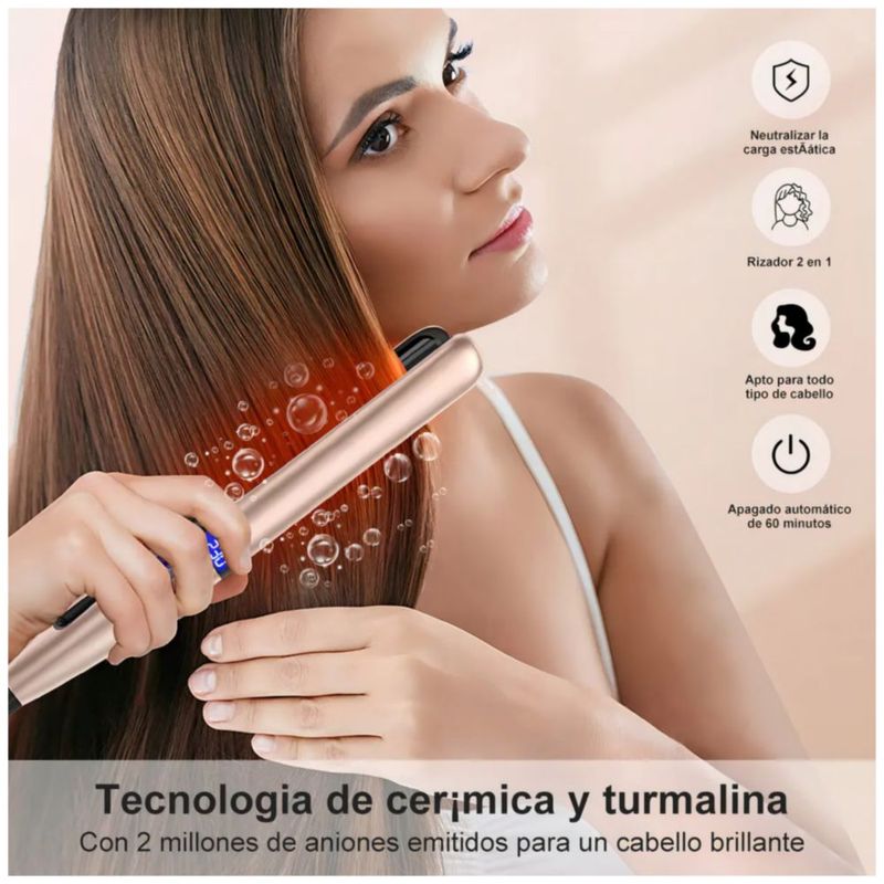 Plancha De Cabello Profesional 2 en 1, Color Rosa