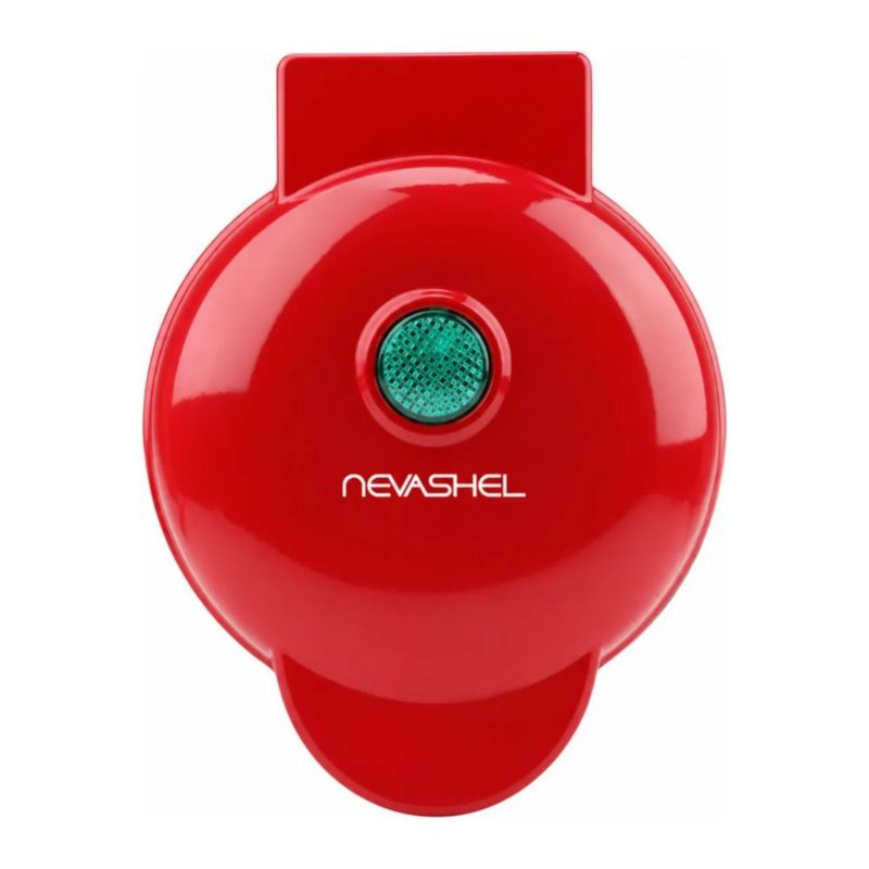 Mini Maquina Waflera Redonda Hacer Desayunos Rojo