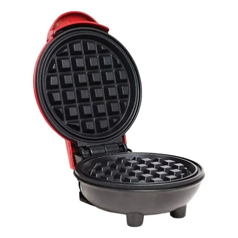Mini Maquina Waflera Redonda Hacer Desayunos Rojo