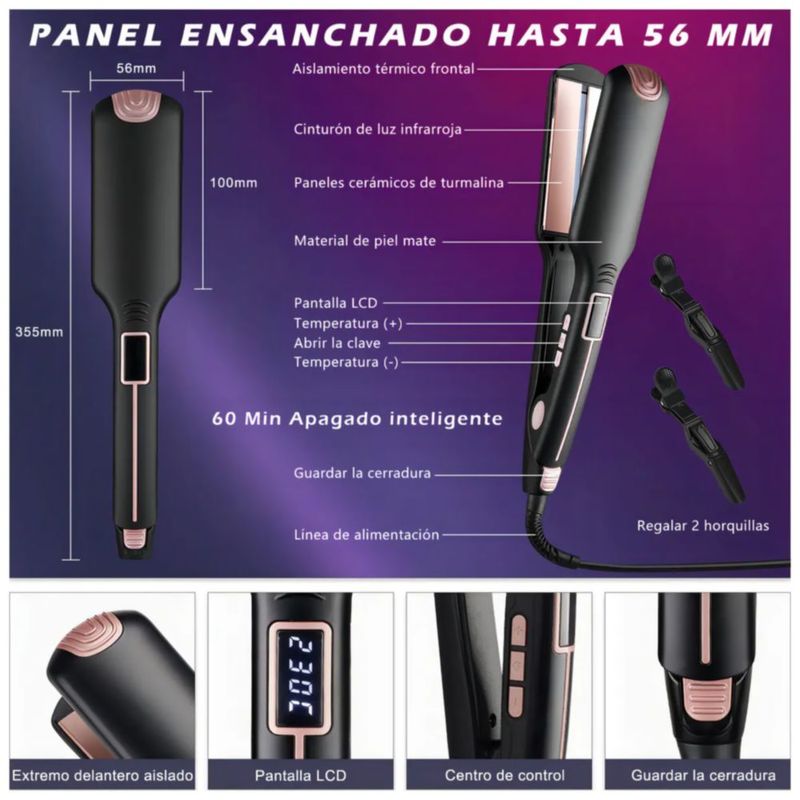 Plancha De Cabello Profesional 450f 2en1 Alaciadora, Color Negro