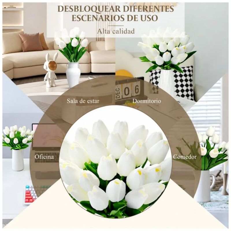 15pcs Flores Tulipanes Artificiales Bodafiesta Decoración, Color Amarillo