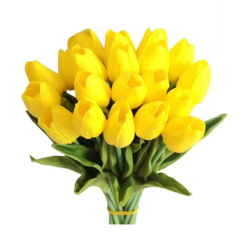 15pcs Flores Tulipanes Artificiales Bodafiesta Decoración, Color Amarillo