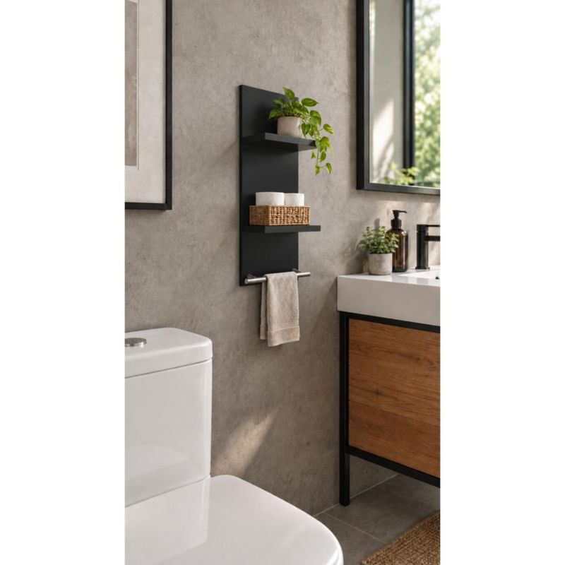 Perchero Estante Organizador De Pared Cocina Barra Moderno Negro