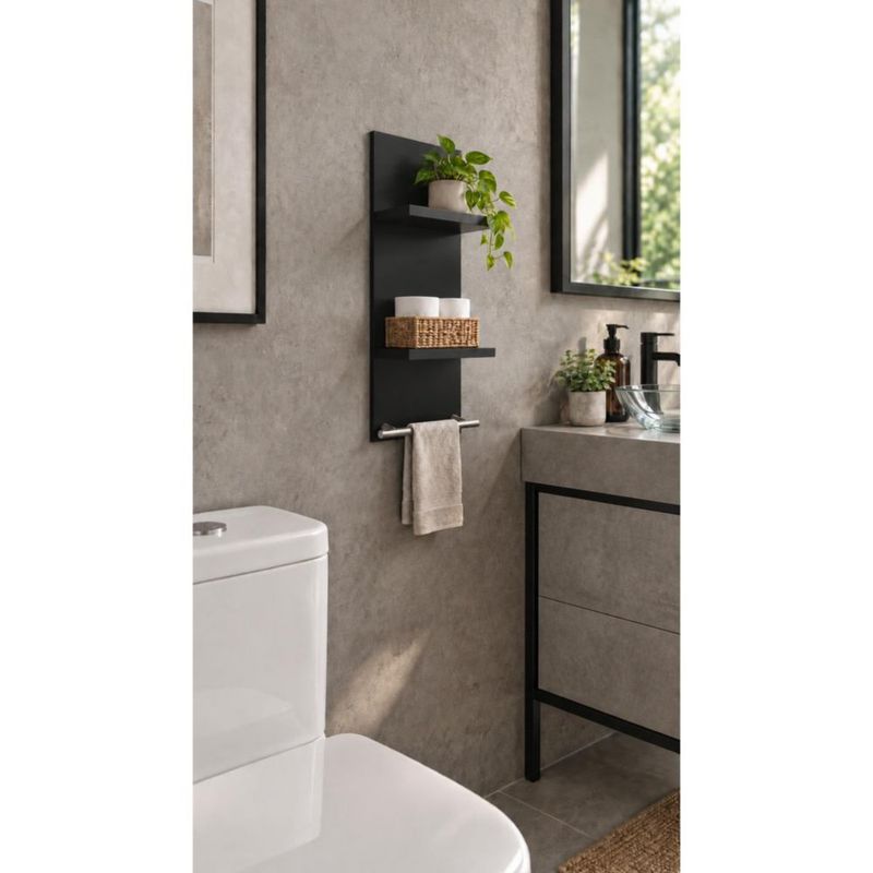 Perchero Estante Organizador De Pared Cocina Barra Moderno Negro