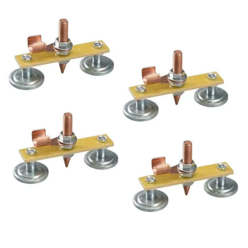 Set 4 Piezas Soldadura Soporte De Tierra Abrazadera Magnética Plata