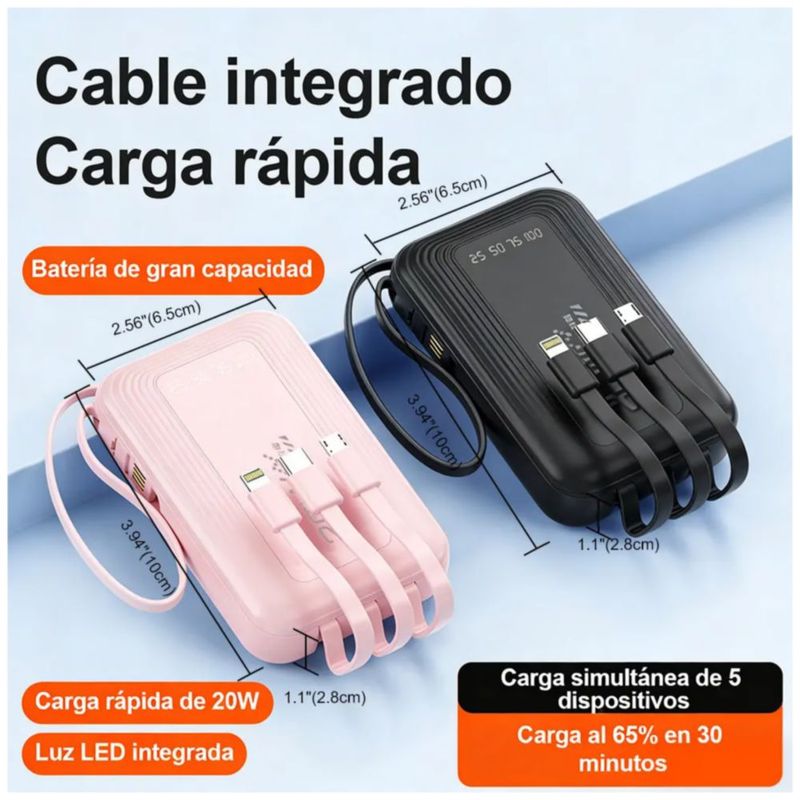 Power Bank Batería Portátil 10000mah Pd 20w, Color Rosa