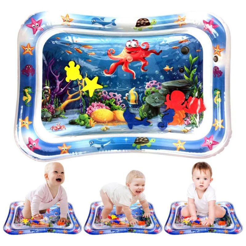 Cojín Tapete Agua Inflable Para Bebes Estimulación Temprana Azul