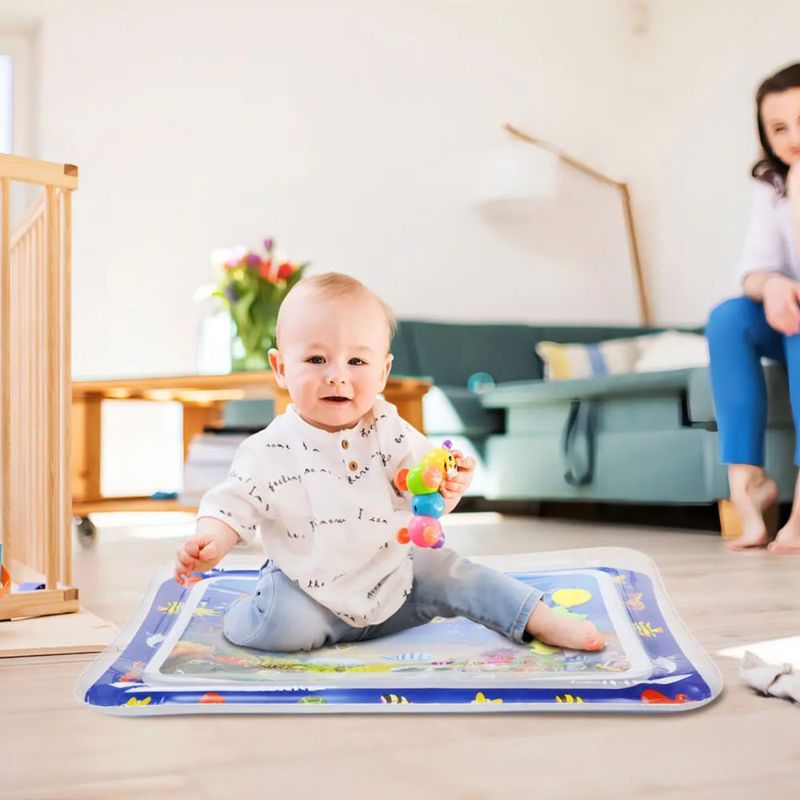 Cojín Tapete Agua Inflable Para Bebes Estimulación Temprana Azul