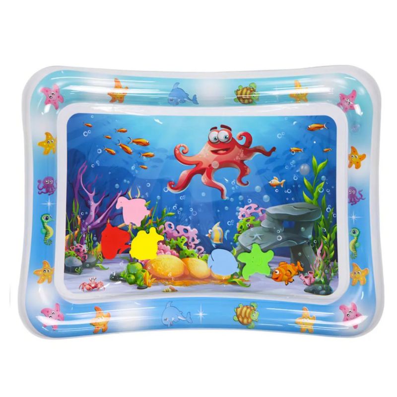 Cojín Tapete Agua Inflable Para Bebes Estimulación Temprana Azul