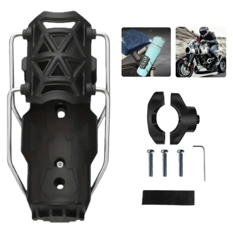 Porta Vasos Metal Soporte Bebida Tubo Manillar Accesorios, Color Negro