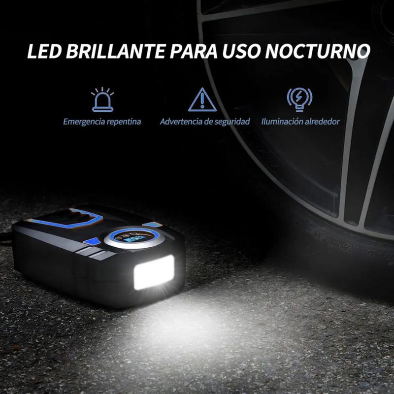 Compresor De Aire Inflador Llantas Bomba Portátil 12v 150psi Ngro con Azul
