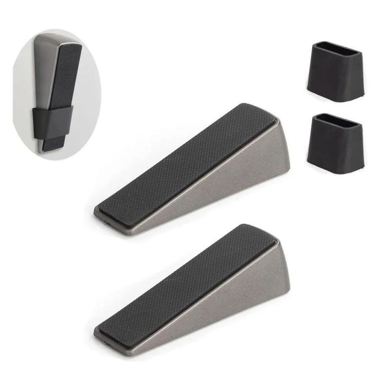 2 Pzs Tope De Puerta De Goma Antideslizante Multi Superficie, Color Gris