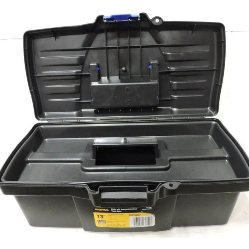 Caja de herramientas de plástico 18cm x 33cm x 13cm negra