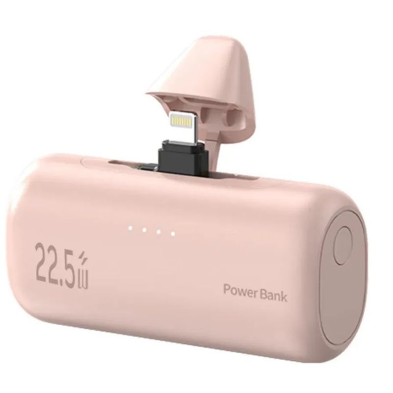 Power Bank 5000mAh Mini Batería Portátil Cargador, Color Rosa