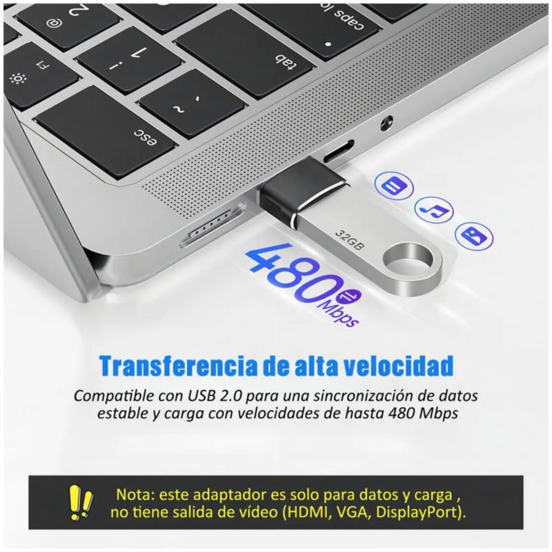 4 Piezas Adaptador Otg Usb Tipo C Hembra A Usb 3.0 Macho 5gbps Color Negro