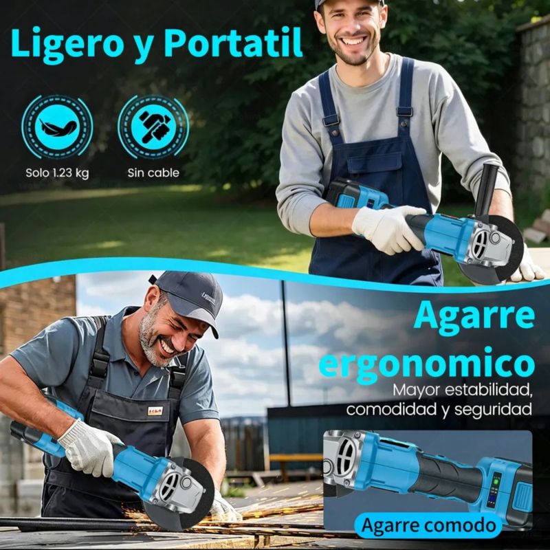 Esmeriladora Angular Inalámbrica + Motosierras 2 En 1 azul/negro