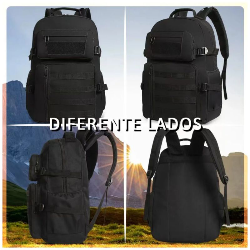 Mochila Táctica Militar Portátil Escolar Viaje, Color Negro