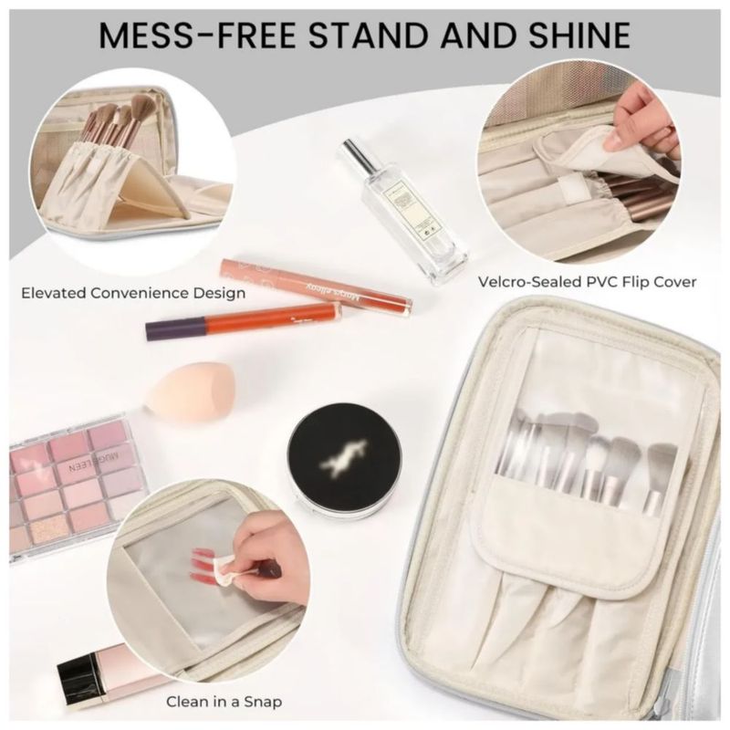 Cosmetiquera Impermeable Neceser De Viaje Estuche Maquillaje, Color Blanco