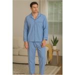 Conjunto de pijama Hanes talla X-Large azul sólido de manga larga