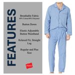 Conjunto de pijama Hanes talla X-Large azul sólido de manga larga