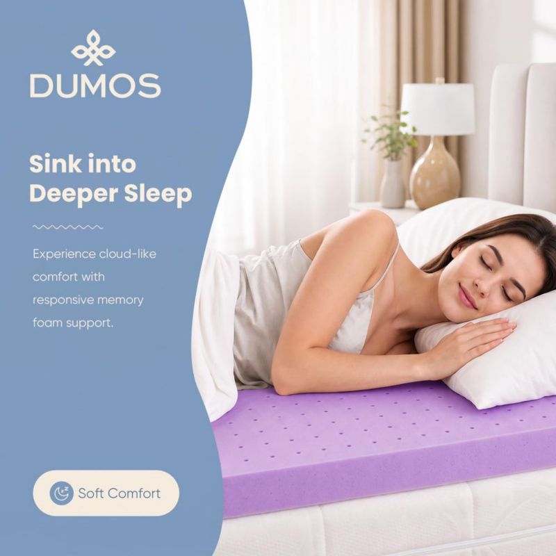 Sobrecolchón DUMOS Queen de 2" con Gel Refrigerante y Espuma Viscoelástica
