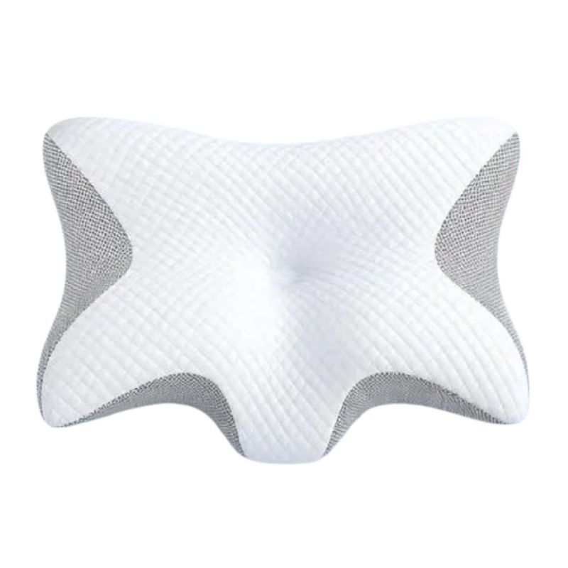 Almohada Memory Foam Ortopédica Ergonómica Cervical Confort, Color Blanco y Gris