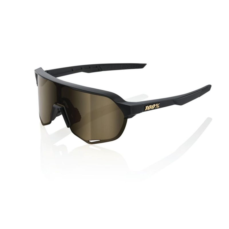 Gafas de sol 100% S2 negro mate con lente espejo dorado