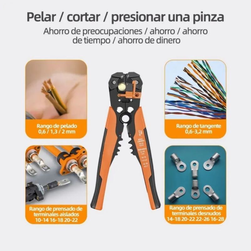 Mano Alicates Pelacables Multifunción De 8 Pulgadas Naranja