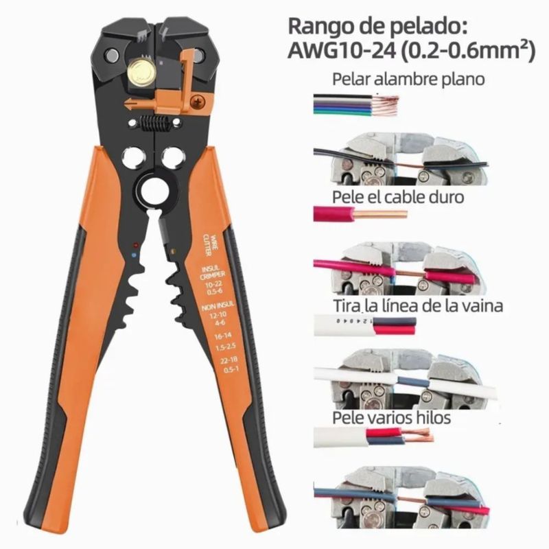 Mano Alicates Pelacables Multifunción De 8 Pulgadas Naranja
