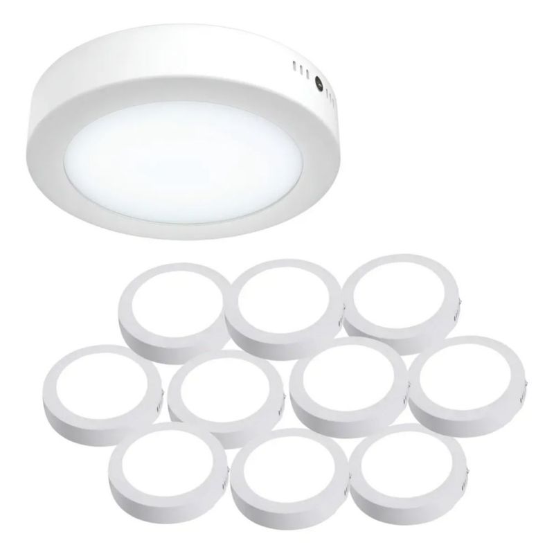Lampara Led De Sobreponer 18w Plafón Pack 10 Piezas Color Blanco