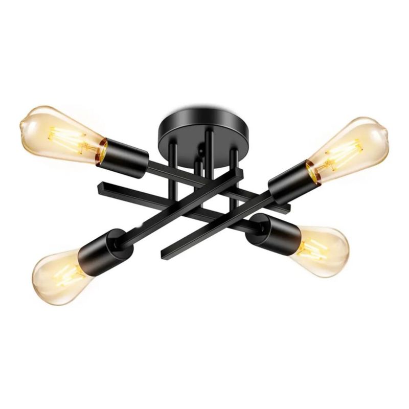 Moderna Lámpara De Techo Negro  De Techo De 4 Luces