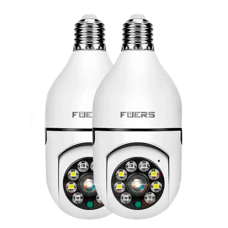 2pcs Cámara De Seguridad Wifi De 360° Visión Nocturna Alarma blanco