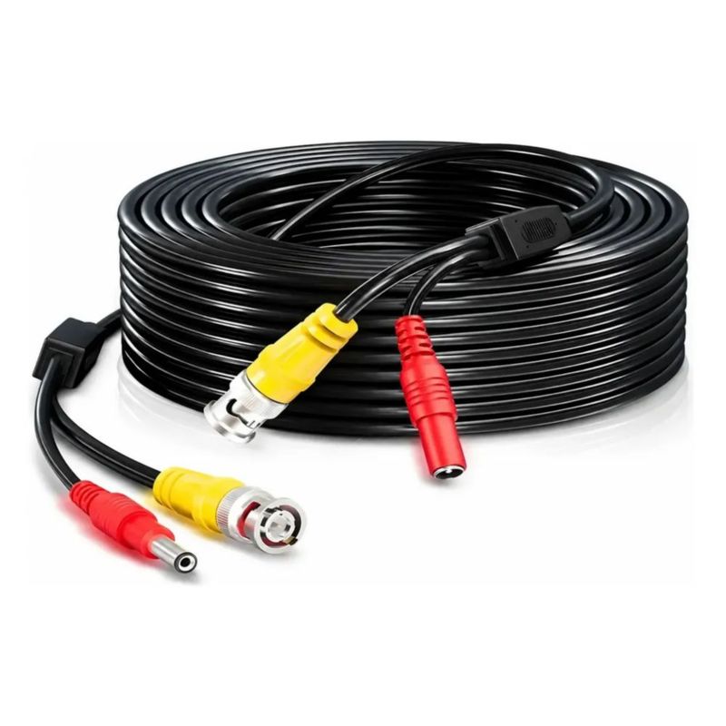 Cable Siames 20 Metros Para Camaras Seguridad Cctv Bnc Video Negro