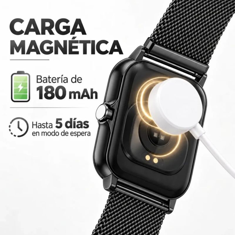 Reloj Inteligente Negro Con Correa De Acero Inoxidable Negro