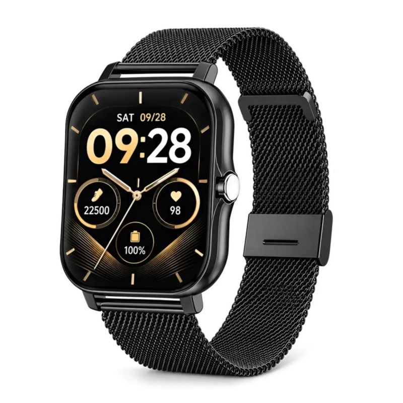 Reloj Inteligente Negro Con Correa De Acero Inoxidable Negro