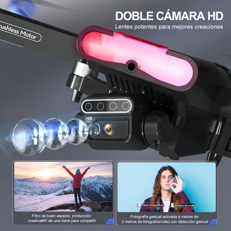 Drone Sin Escobillas Con 8k Hd Cámara Dual 2 Baterías