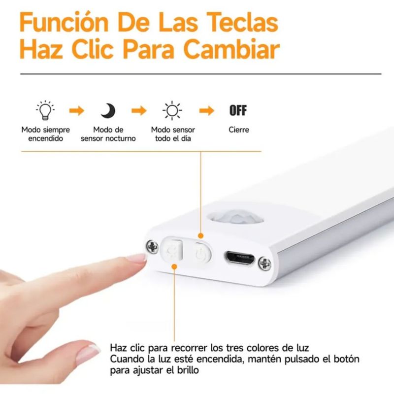 Lámparas Recargables Pared Con Sensor Movimiento 80led 40cm blanco
