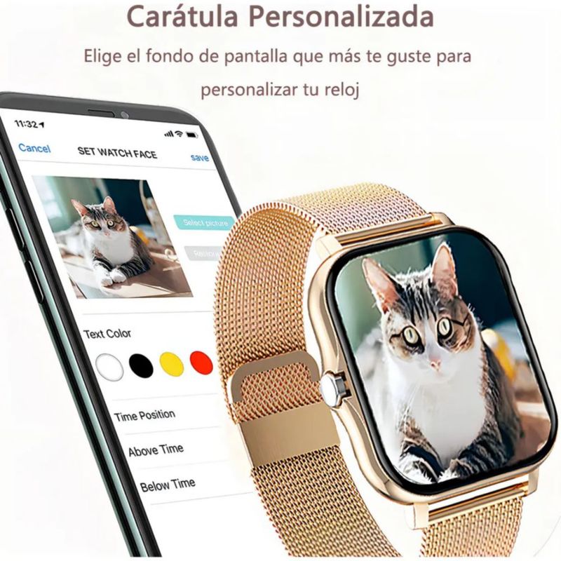 Reloj Inteligente 1.75'' Smartwatch Para Hombres Y Mujeres dorado