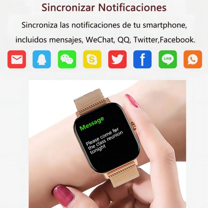 Reloj Inteligente 1.75'' Smartwatch Para Hombres Y Mujeres dorado
