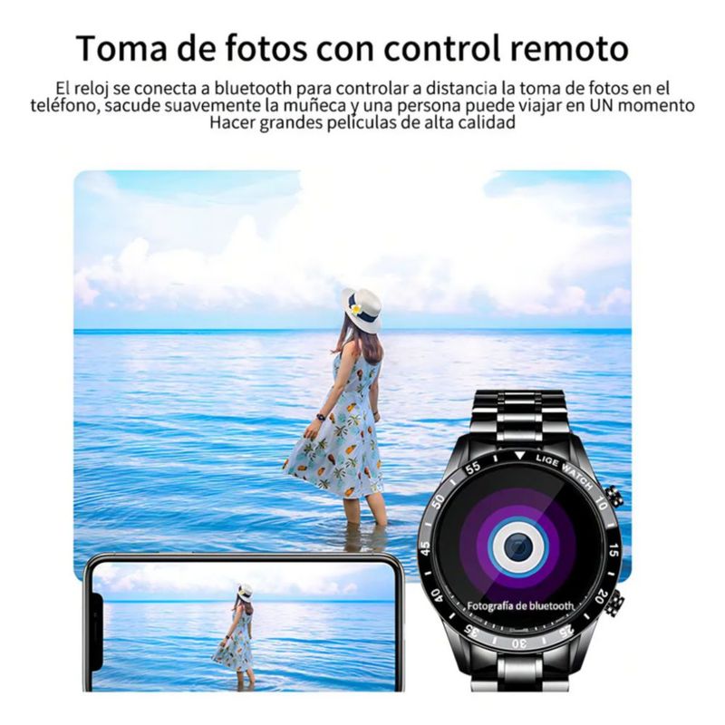 Reloj Inteligente Para Hombre bluetooth Impermeable Color Negro