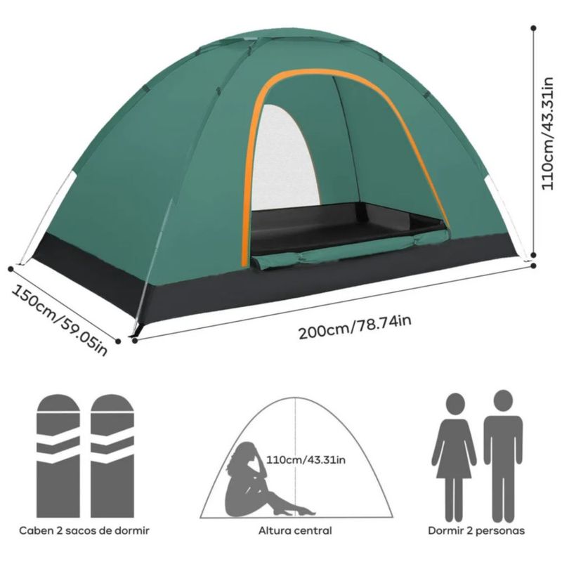 Tienda Casa De Campaña Automático 3 Personas 2*1.5*1.0m
