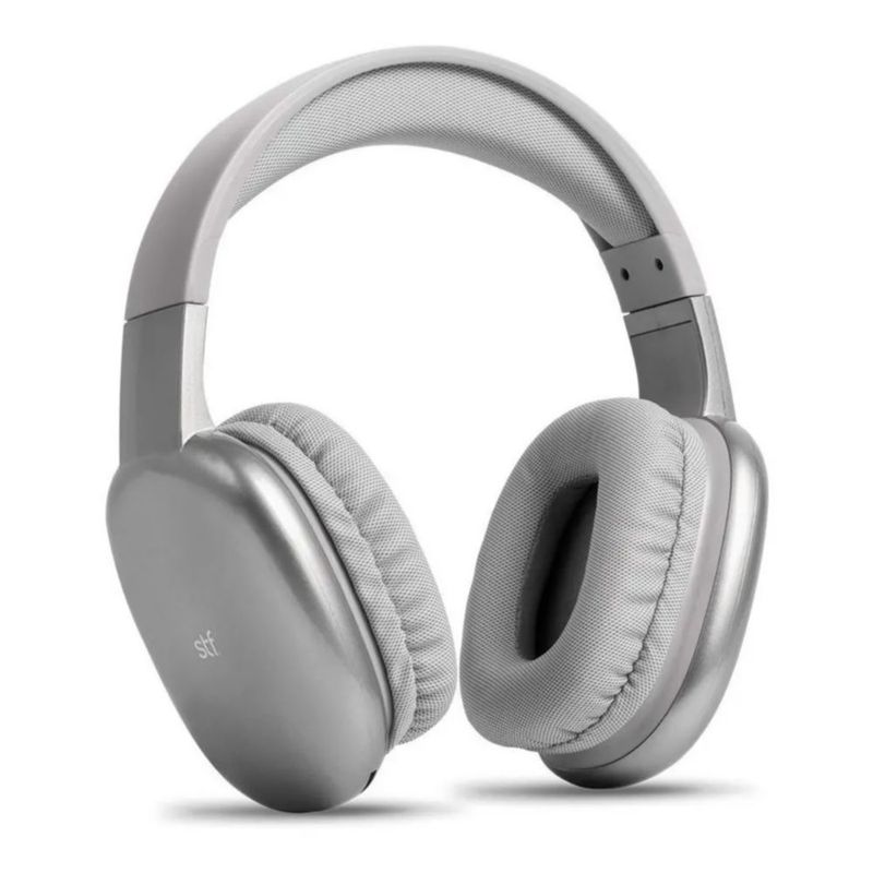 Audífonos Inalámbricos Diadema Dual Micrófono Color Gris