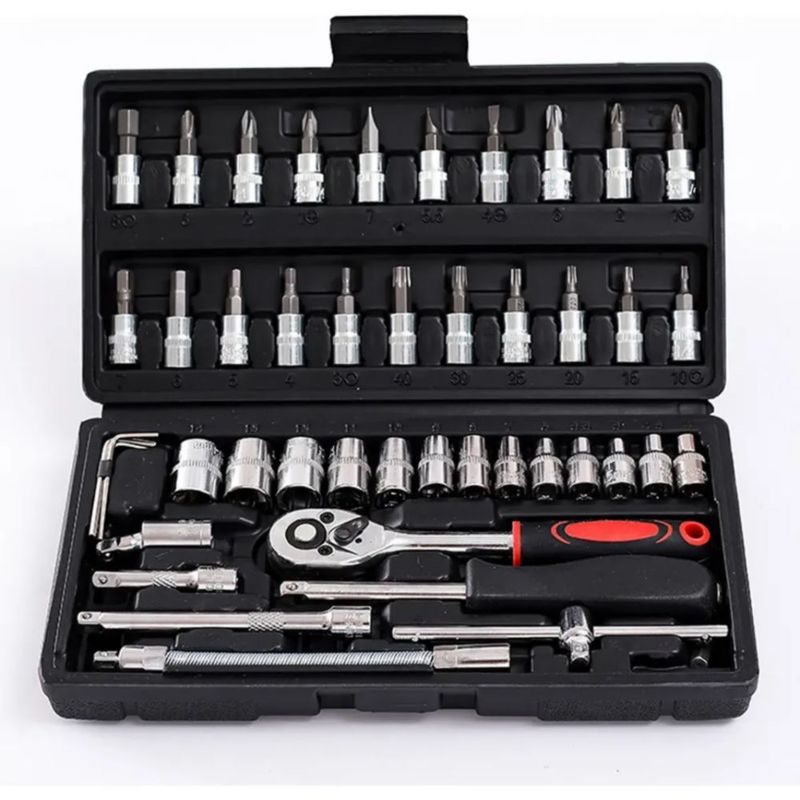 Kit De Llaves Para Reparaciones Mecánicas 46 Piezas Negro