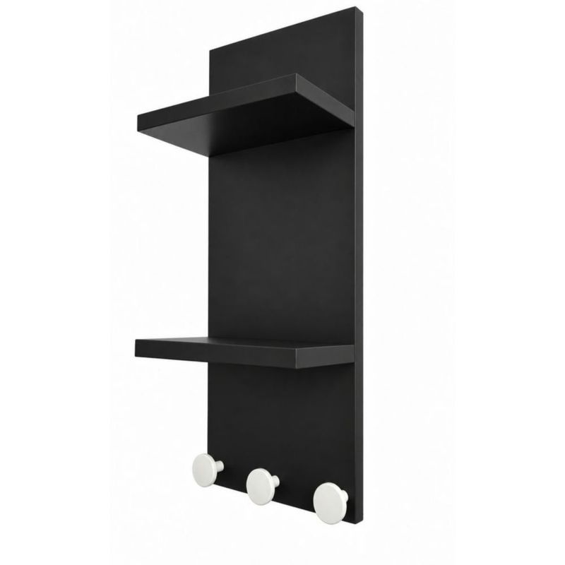 Perchero Organizador De Pared Negro Para Recibidor O Cocina